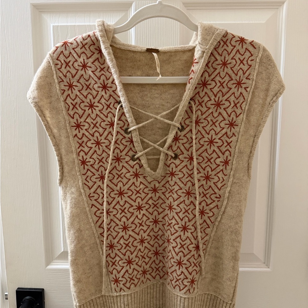 Free People Beige and Rust Patterned Women's Sweater